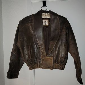 Vintage Brown Genuine Leather Jacket Small